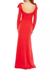 Mac Duggal Ieena Bow-Embellished Gown