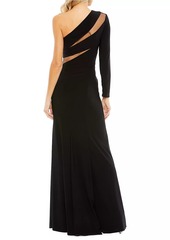 Mac Duggal Jersey Cut-Out Illusion Gown