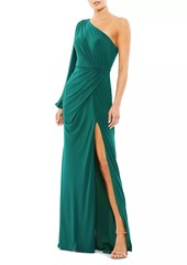 Mac Duggal Jersey One-Shoulder Column Gown