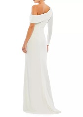Mac Duggal Jersey One-Shoulder Column Gown