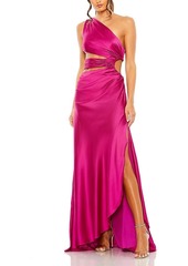 Mac Duggal Cut Out One Shoulder Satin Gown