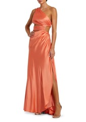 Mac Duggal Cutout One-Shoulder Satin Gown