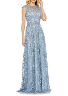 Mac Duggal Embellished Embroidered Evening Gown