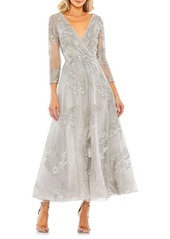 Mac Duggal Embellished Faux Wrap A-Line Cocktail Dress