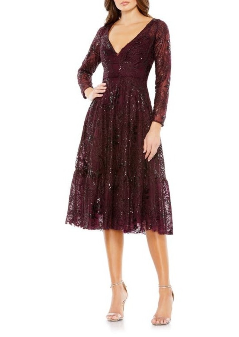 Mac Duggal Embellished Lace Long Sleeve Cocktail Dress