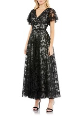 Mac Duggal Embroidered Flutter Sleeve Cocktail Dress