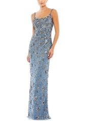 Mac Duggal Floral Beaded Column Gown