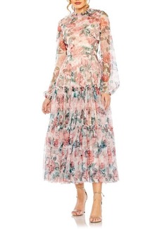 Mac Duggal Floral Long Sleeve Cocktail Dress