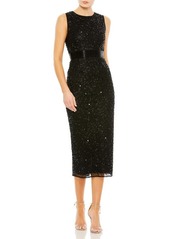 Mac Duggal Geometric Beaded Midi Cocktail Dress