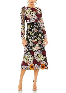 Mac Duggal High Neck Floral Embellished A-Line Dress
