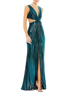 Mac Duggal Metallic Cut Out Gown