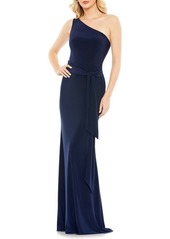 Mac Duggal One-Shoulder Jersey Sheath Gown