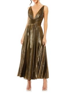 Mac Duggal Pleated Metallic Cocktail Dress