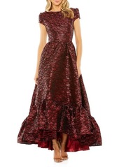 Mac Duggal Puff Sleeve Brocade High-Low Cocktail Dress