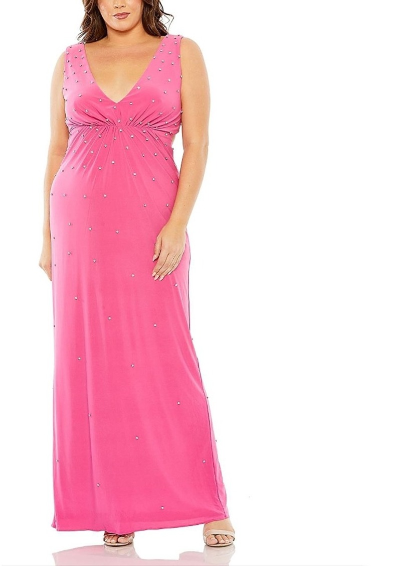 Mac Duggal Rhinestone Embellished Open Back Jersey Gown