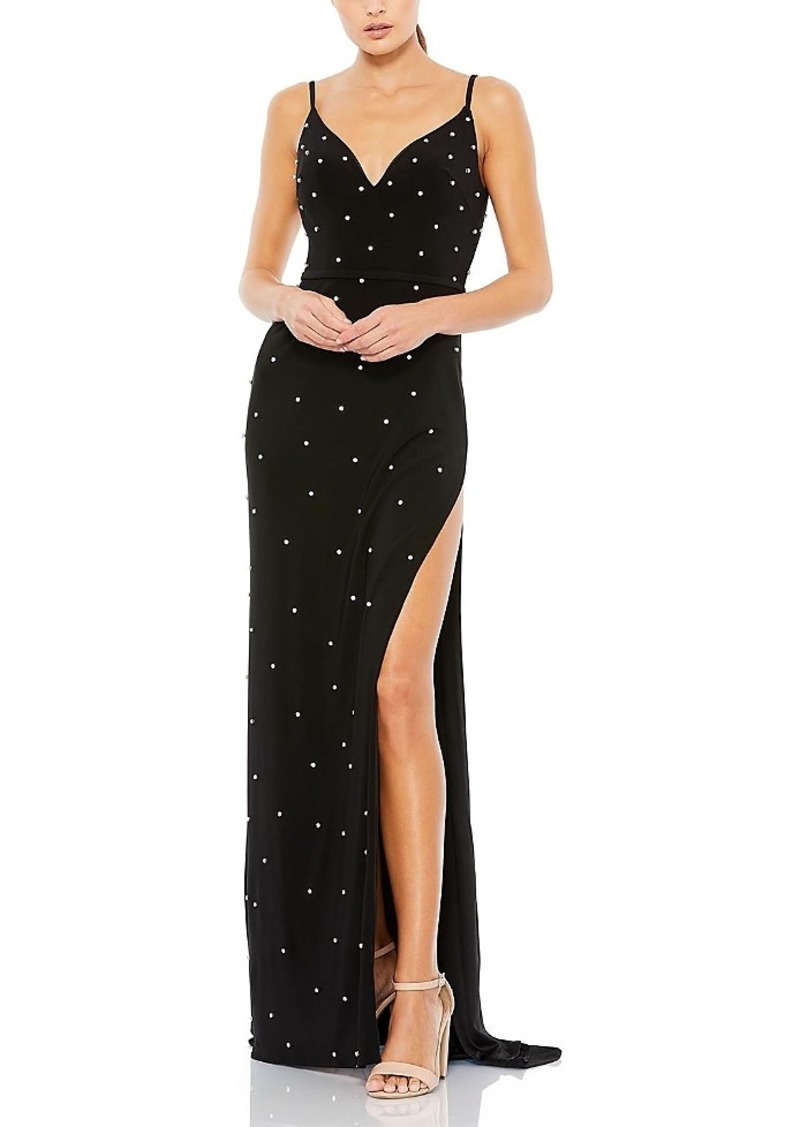 Mac Duggal Rhinestone Embellished V-Neck Gown