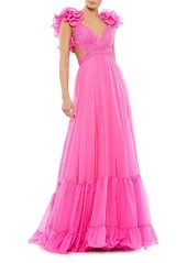 Mac Duggal Rosette Chiffon Gown