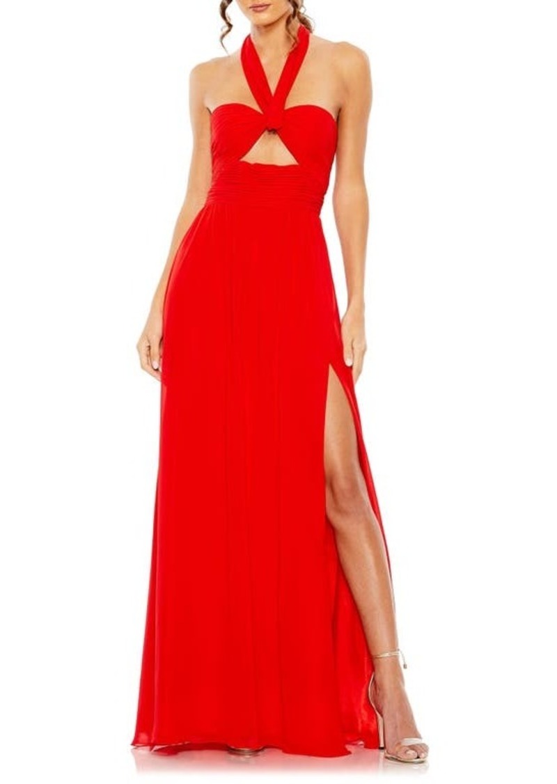 Mac Duggal Ruched Halter Neck Gown