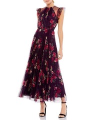 Mac Duggal Floral Ruffle Fit & Flare Tulle Evening Dress