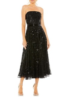Mac Duggal Sequin Beaded Strapless Fit & Flare Cocktail Dress
