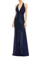 Mac Duggal Sequin Halter Neck Gown