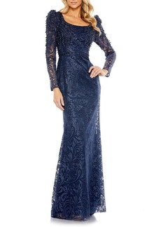 Mac Duggal Sequin Lace Long Sleeve Trumpet Gown