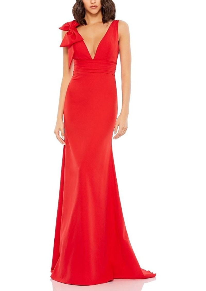 Mac Duggal Sleeveless V Neck Bow Detail Mermaid Gown