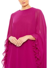 Mac Duggal Women's Ieena High Neck Ruffle Hem Cape Mini Dress - Fuchsia