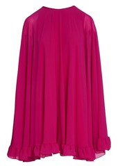 Mac Duggal Women's Ieena High Neck Ruffle Hem Cape Mini Dress - Fuchsia