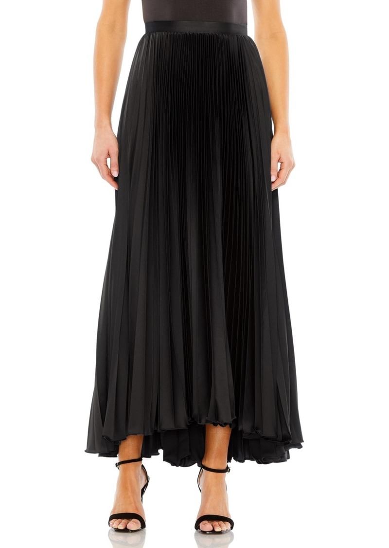 Mac Duggal Women's Long Pleated Satin Evening Skirt - Black