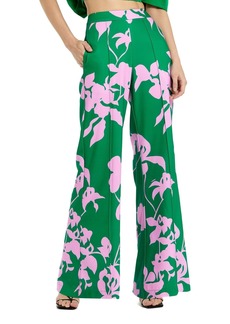 Mac Duggal Women's Printed Crepe High Waisted Wide Leg Trousers - Green multi