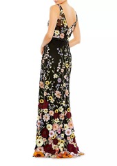 Mac Duggal Mac Floral-Embroidered Tulle Gown