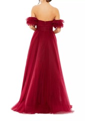 Mac Duggal Off-The-Shoulder Tulle A-Line Gown