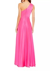 Mac Duggal One-Shoulder High-Low Satin Gown