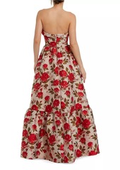 Mac Duggal Peony Brocade Strapless Gown