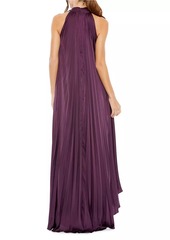 Mac Duggal Pleated Halter High-Low Gown