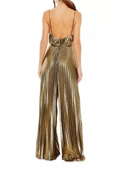 Mac Duggal Pleated V-Neck Jumpsuit