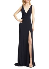Mac Duggal Plunge Slit A Line Gown