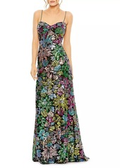 Mac Duggal Prom Floral Sequin Gown