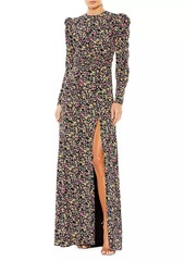 Mac Duggal Puff-Sleeve Floor-Length Gown
