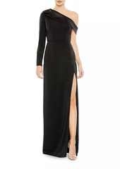 Mac Duggal Satin Tuxedo Gown