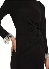 Mac Duggal Seasonless Long Sleeve Jersey Gown With Beaded Sleeve Cuffs