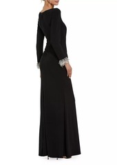 Mac Duggal Seasonless Long Sleeve Jersey Gown With Beaded Sleeve Cuffs