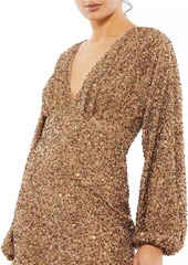 Mac Duggal Sequined Bishop Sleeve Column Gown