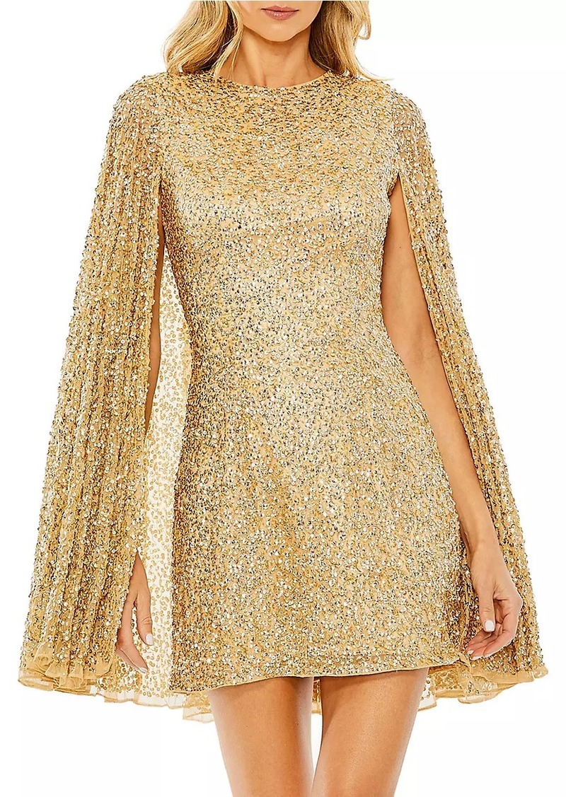 Mac Duggal Sequined Cape Minidress