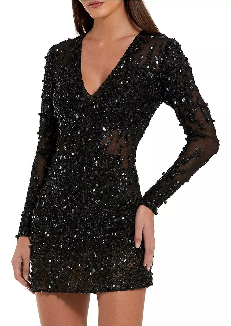 Mac Duggal Sheer Sequined Minidress