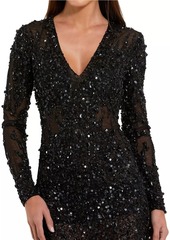 Mac Duggal Sheer Sequined Minidress