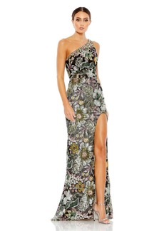 Mac Duggal Women's Embellished Floral One Shoulder Gown - Black multi