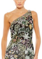 Mac Duggal Women's Embellished Floral One Shoulder Gown - Black multi