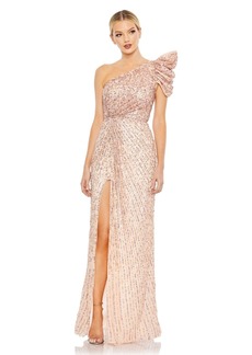 Mac Duggal Women's Embellished Puff One Shoulder Gown - Apricot